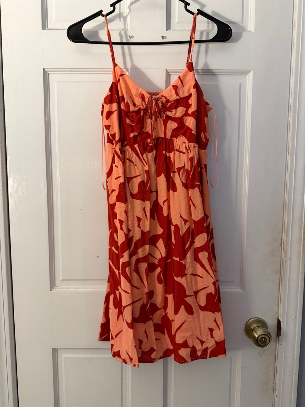Nine West Red & Peach Floral Tie-Front Mini Sundress